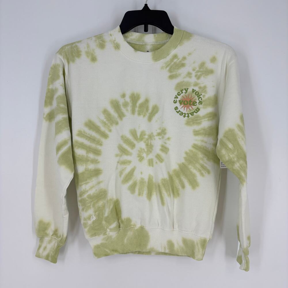 Desert Dreamer Women's Crew Neck Every Vote Matters Tie Dye Sweatshirt Green XS - Picture 2 of 4